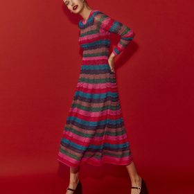 Metallic Wave Dress-Multi Stripe